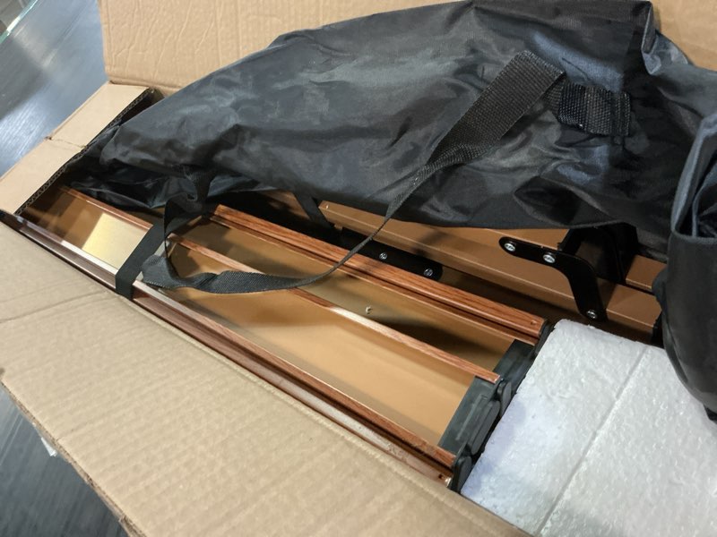 Condition photo showing Good Condition for camping table folding, 132 lbs capacity & 11 lbs lightweight, 45.5x23.2 inch portable roll up low picnic table with carry bag for 4-6 person, beach, backyard, bbq, camping wood grain-foldable