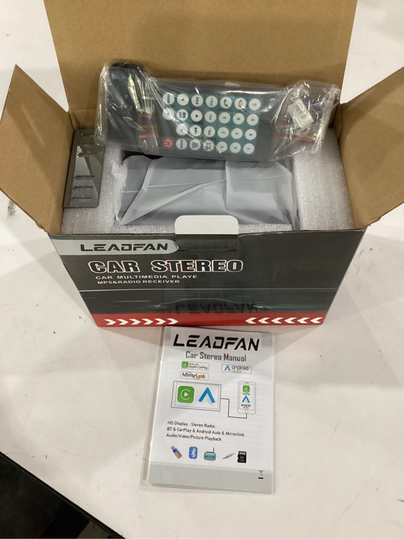 Condition photo showing New/Like New for leadfan double din car stereo radio support apple carplay&android auto, 7inch hd touchscreen double din radio with bluetooth, car audio receivers, camera, mirrorlink, fm radio, 2 usb/tf/aux/subwoofer double din wired carplay&android auto