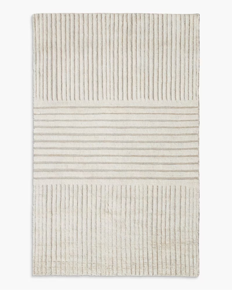 troy hand-knotted wool rug, 3' x 5', ivory