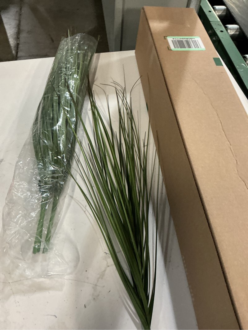 Condition photo showing As Is for geosar 10 pack artificial plants 27 inch tall onion grass greenery fake grass faux greenery stems artificial shrubs for outdoors plastic small bushes for office room gardening indoor