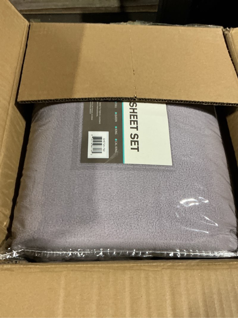 Condition photo showing Good Condition for True North by Sleep Philosophy Micro Fleece Bed Sheet Set, Warm, Sheets with 14" Deep Pocket, for Cold Season Cozy Sheet-Set, Matching Pillow Case, Twin, Lavender, 3 Piece Twin Lavender