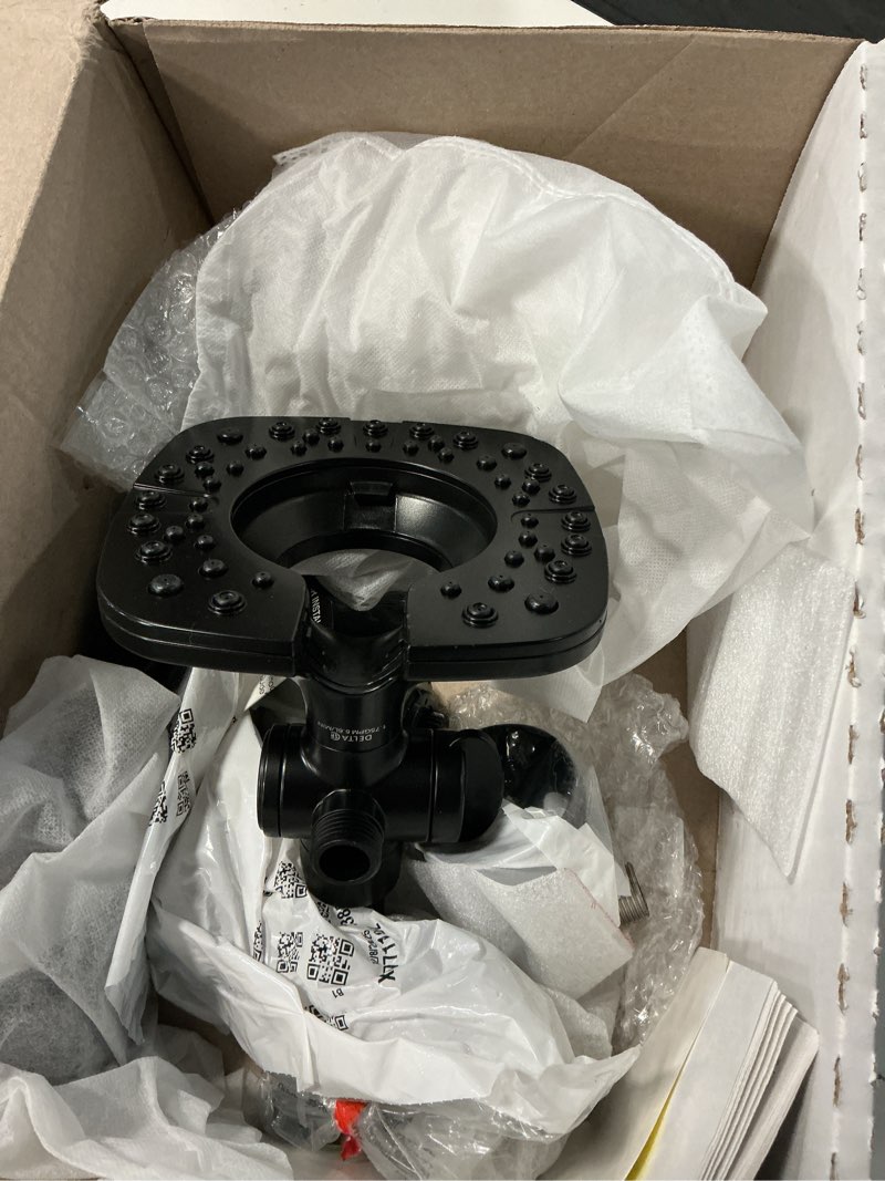 Condition photo showing As Is for delta faucet ashlyn 17 series dual-handle delta shower trim kit with in2ition 2-in-1 shower head with handheld spray, matte black shower fixture, matte black t17264-bl-i (valve not included) matte black without rough