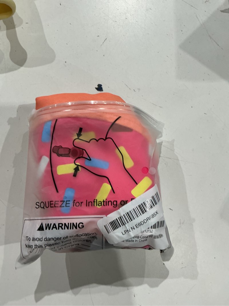 Condition photo showing Good Condition for supet inflatable dog cone collar alternative after surgery, doggie neck donut collar recovery ecollar for post surgery, soft dog cone for small medium puppies cats donut pink s(neck 7"-9.5")