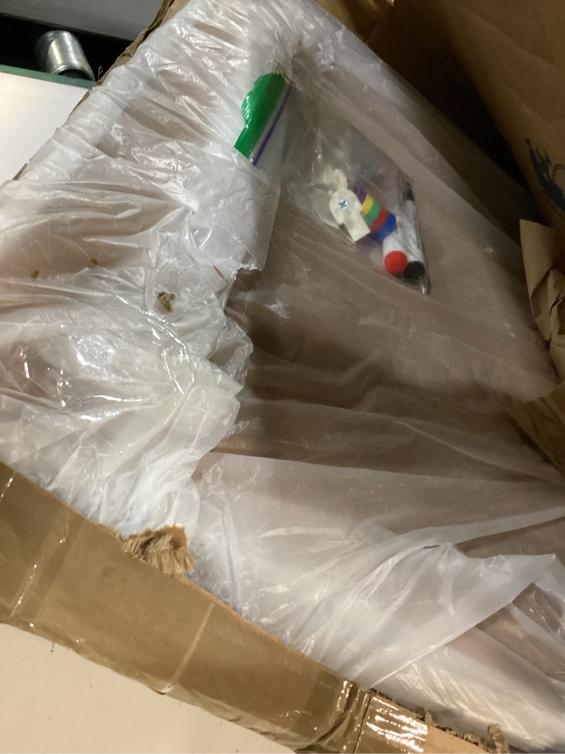 Condition photo showing As Is for 24" x 36" Cork Board and Dry Erase Board Combo - Vision Board 2025 - Magnetic White Board Corkboard Memo Bulletin Boards - Great for Office Wall w/Markers, Eraser, Magnets, Tacks 36"W x 24"H