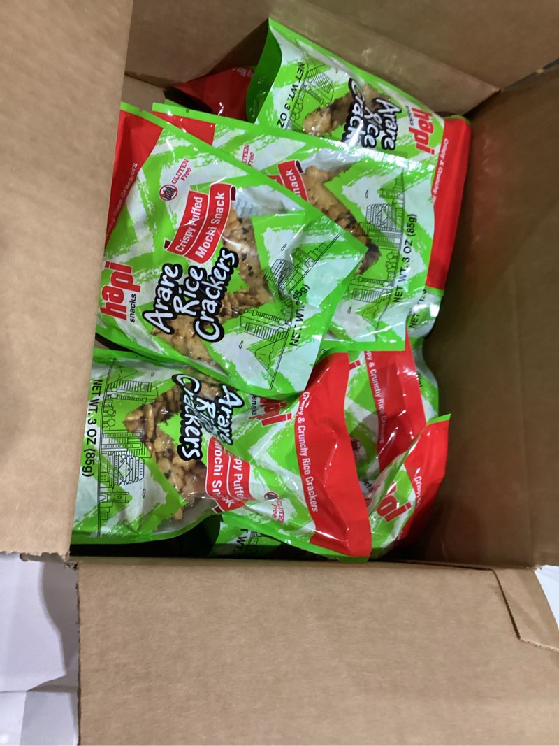 Condition photo showing New/Like New for Hapi Crispy Puff Mochi Arare Rice Crackers, 3 oz (Pack of 12)