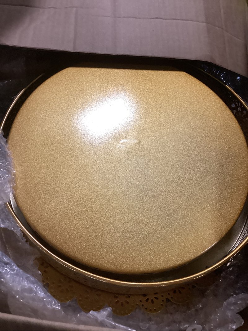 Condition photo showing As Is for Peohud 10 Pieces Gold Cake Stand, Metal Round Cupcake Tower, Decorative Dessert Fruit Candy Display Plate for Wedding, Anniversary, Birthday Party, Celebration, Outdoor