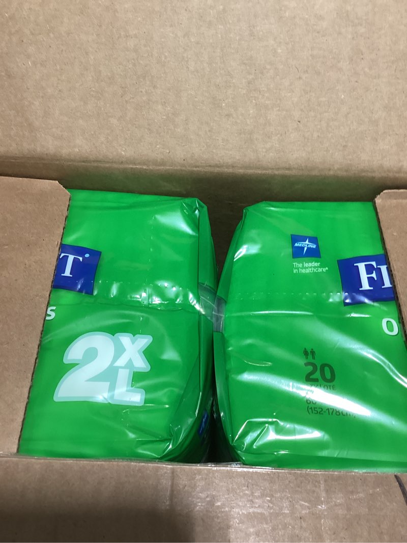 Condition photo showing New/Like New for FitRight Ultra Adult Diapers, Disposable Incontinence Briefs with Tabs, Heavy Absorbency, XX-Large, 60"-69", 4 packs of 20 (80 total) XX-Large 80