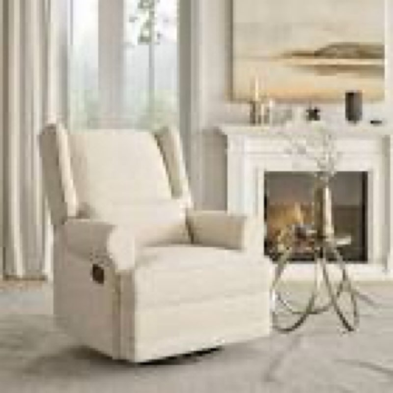 (Incomplete only 1 box) Superjoe Swivel Nursery Living Room Glider Recliner with Rocking & Footrest Features, Beige Upholstery