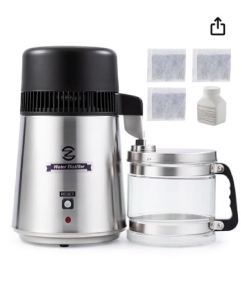 CO-Z Distilled Water Maker, 1 Gallon Water Distiller, 4L Home Countertop Water Distiller Machine, Table Desktop Water Distill Distilling Purifier Purification Filter, Home Pure Clean Water Device -750W