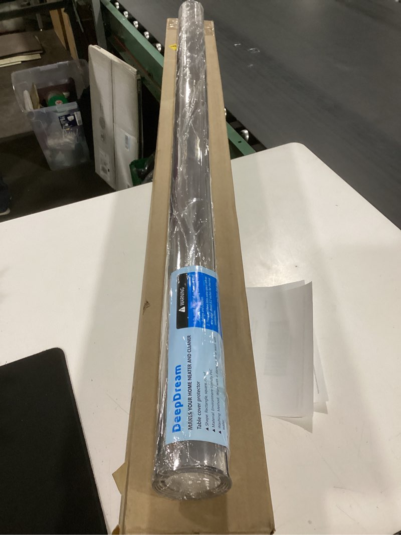 Condition photo showing New/Like New for deep dream 1.5mm clear desk cover protector, 48×48 inch clear table protector, rectangular vinyl desk pad, pvc plastic table cover for office, dresser, night stand, computer & writing desk tabletop clear 1.5mm 48" x 48"