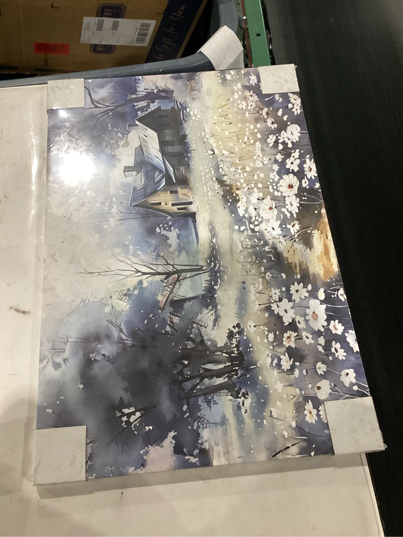 WENGTIAO Rustic Farmhouse Canvas Wall Art Beautiful Blue Barn Country Farm Pictures Prints Paintings