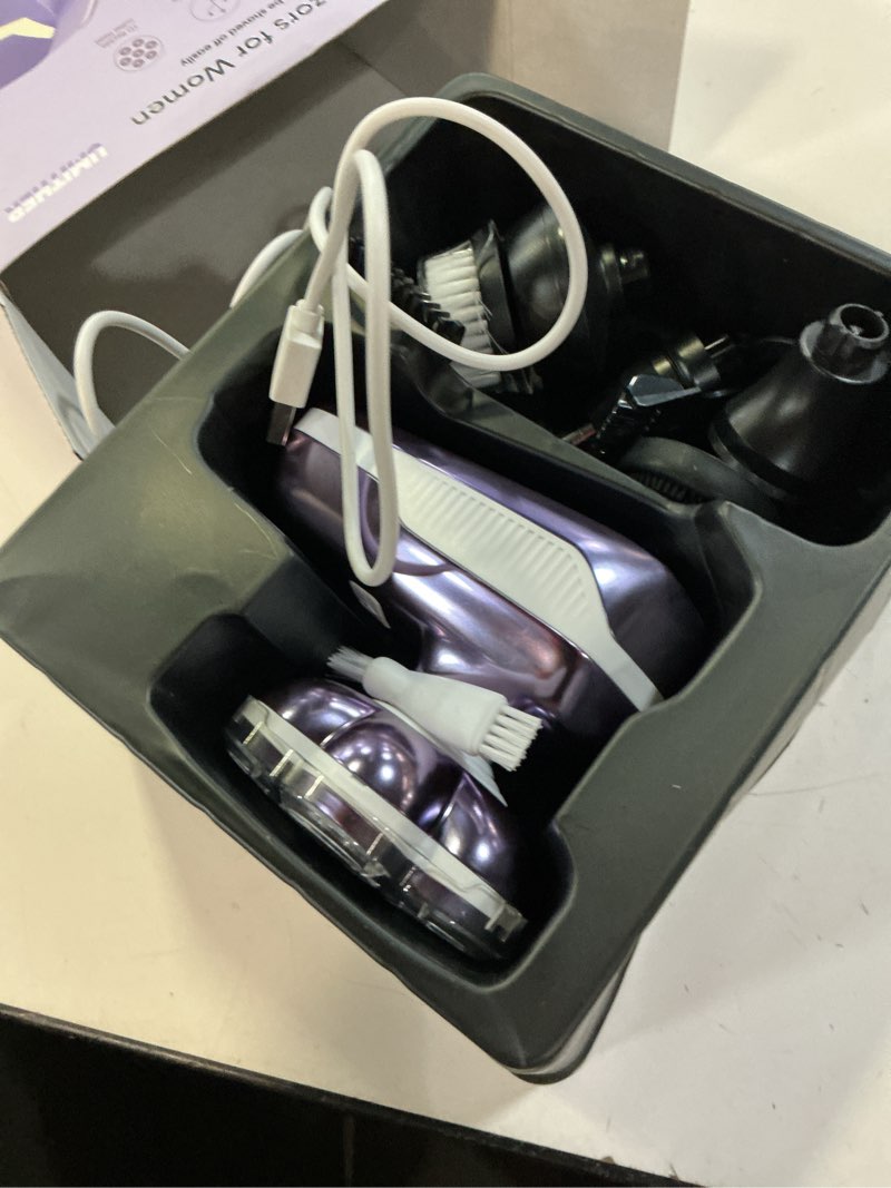 Condition photo showing As Is for electric shaver for women, electric razor with 7d magnetic shaver heads, wet dry bikini trimmer kit for women & men, nose ear hair trimmer, usb rechargeable clippers, purple