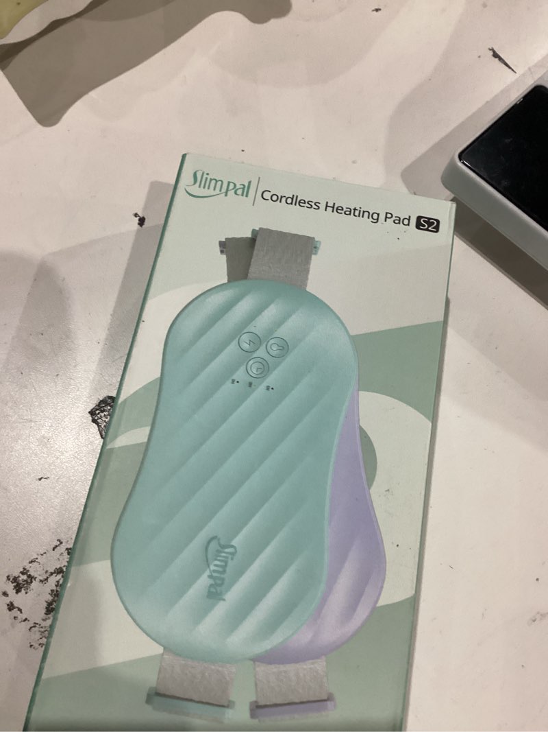 Condition photo showing New/Like New for slimpal ai portable heating pad for period cramps, smart ai heat chip, electric cordless heating belt for back, belly, waist, stomach, menstrual wearable heating pad aqua s2 spc023-s2 aqua