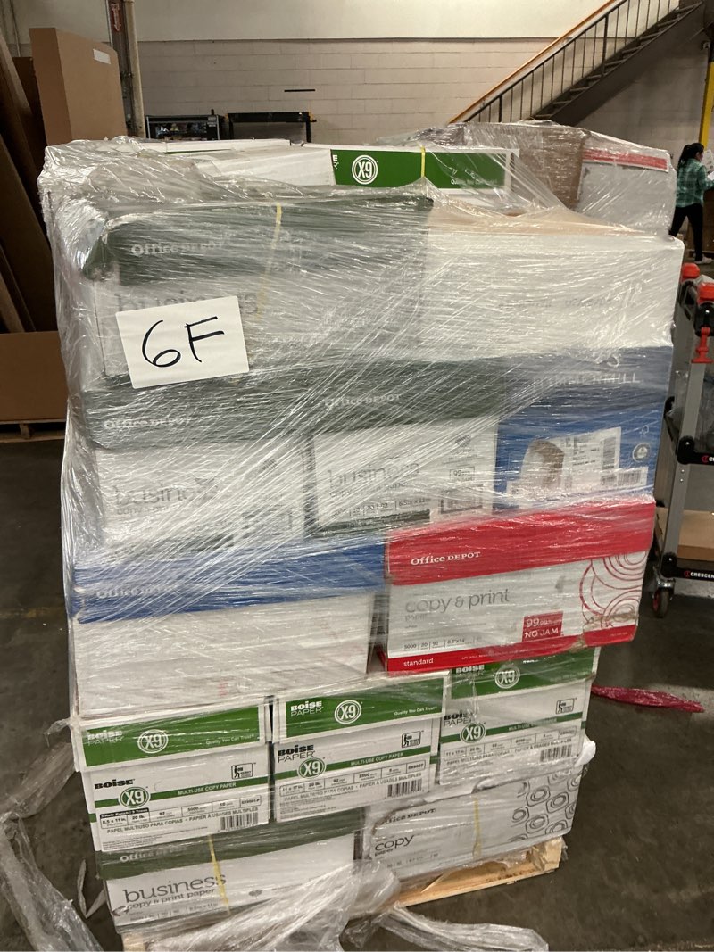 Pallet of assorted office printer paper 