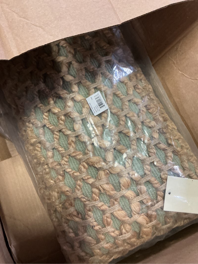 Condition photo showing New/Like New for Boho Living Jada Decorative Throw, Includes Accent, Premium Woven Design, Living Room Décor, (1) 12" x 20" Pillow Cover with Insert, Sage Green Sage Green (1) 12" x 20" Pillow Cover With Insert