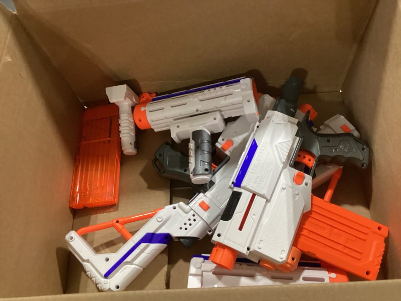 Condition photo showing As Is for nerf n-strike elite retaliator blaster, stock, grip, barrel, 12-clip, 12 darts, outdoor toys for kids 8+ (amazon exclusive)