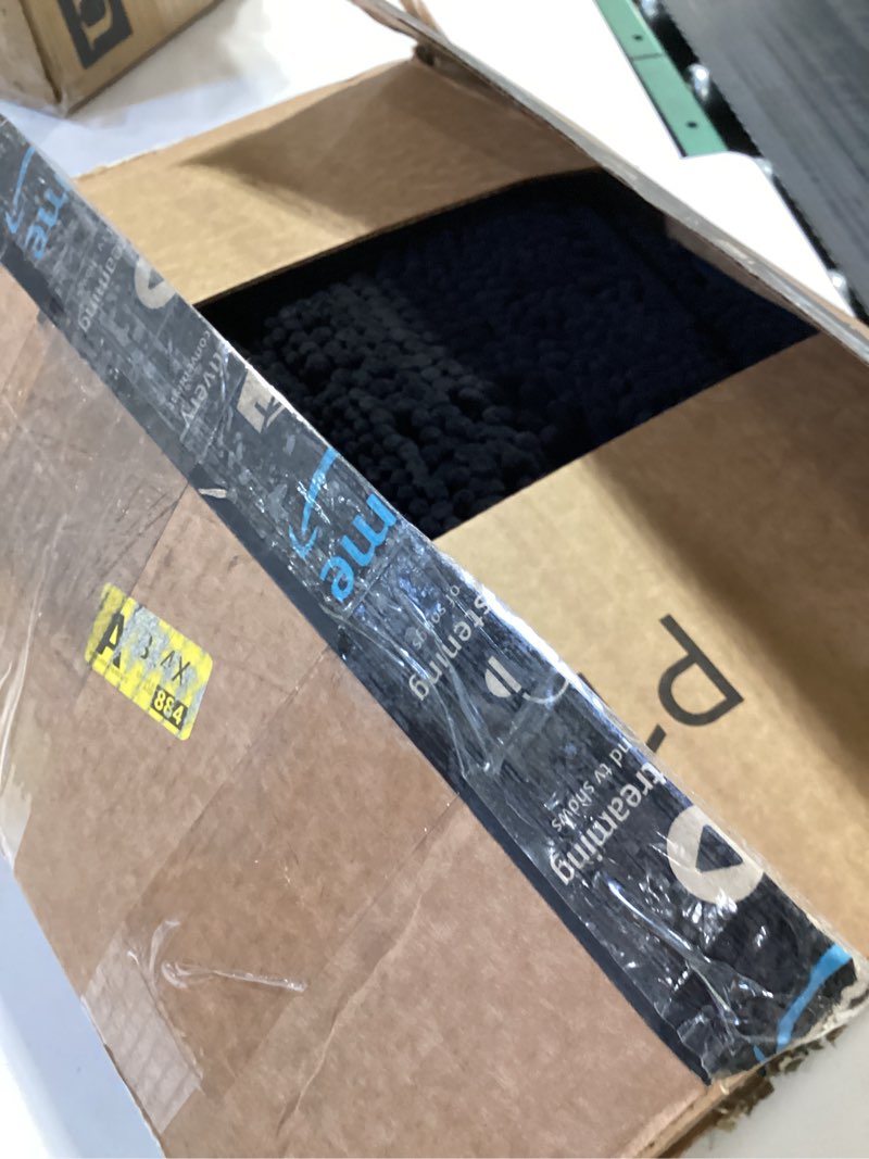 Condition photo showing As Is for Muddy Mat® AS-SEEN-ON-TV Highly Absorbent Microfiber Door Mat and Pet Rug, Non Slip Thick Washable Area and Bath Mat Soft Chenille for Kitchen Bathroom Bedroom Indoor and Outdoor - Black XXXL 72"X48" Black 48" x 72"