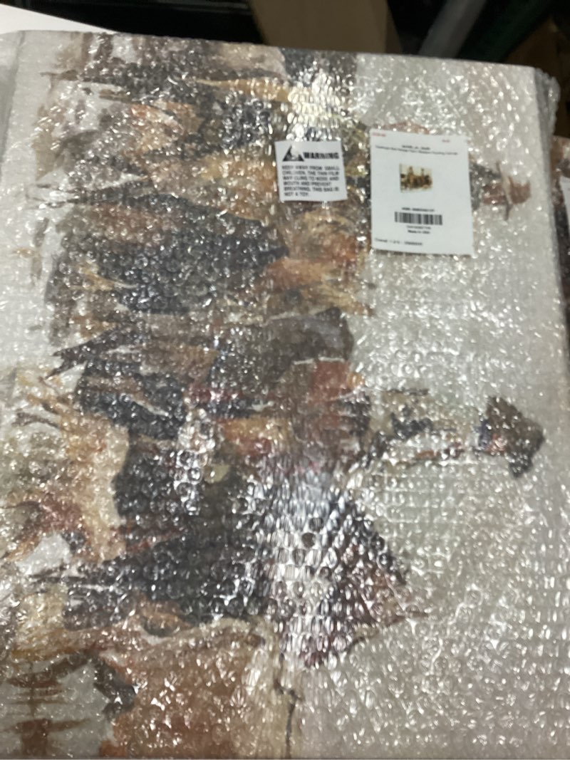 Condition photo showing New/Like New for stupell industries 'cowboys & horses farm', canvas art, 20 x 16 inches, easy to hang and sturdy, made in usa, by marilyn hageman wrapped canvas (1.5"d) unframed 20"l x 16"w