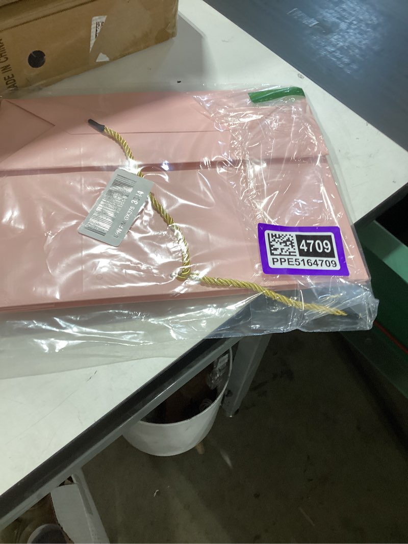 Condition photo showing New/Like New for mesha 1pcs gift bags set with handles and bow ribbon, 2 greeting cards and 1 matching envelope with 4 tissue paper ,pink luxury portable paper gift bag for baby shower birthday party favor wedding graduation mother's father's day