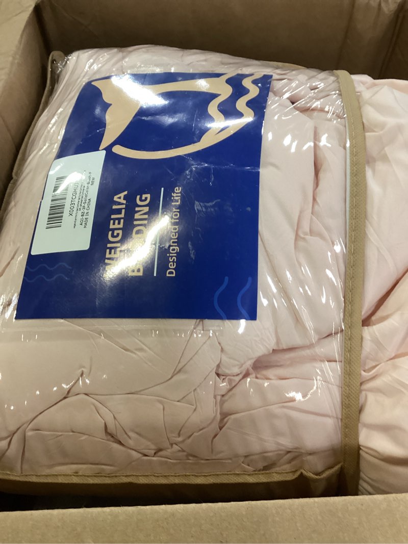 Condition photo showing As Is for weigelia pink comforter full size set – soft all-season bedding with 300gsm fluffy microfiber, includes 2 matching pillowcases – elegant blush pink comforter for girls, teens, and women blush full