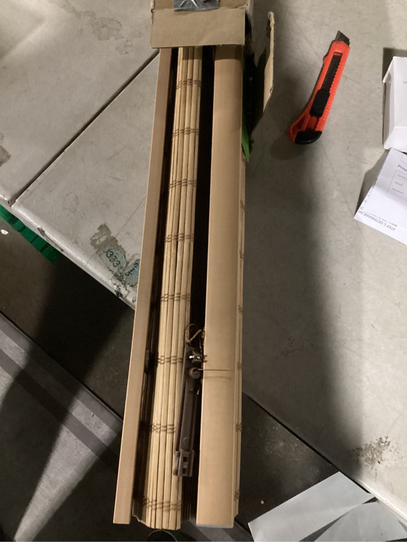 Condition photo showing Good Condition for chicology bamboo roman shades - customer favorite light filtering blinds for windows, premium quality, ideal for home, deer brown, 23" w x 64" h 23"w x 64"h deer