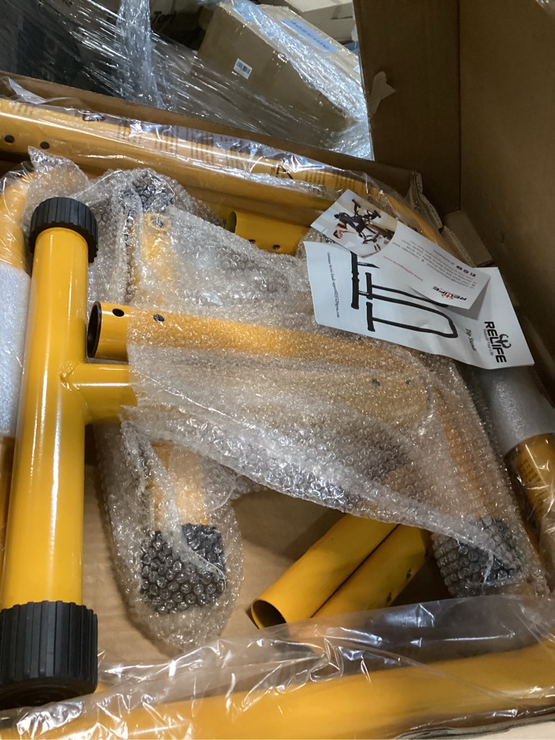 Condition photo showing Good Condition for RELIFE REBUILD YOUR LIFE Dip Station Functional Heavy Duty Dip Stands Fitness Workout Dip bar Station Stabilizer Parallette Push Up Stand Yellow