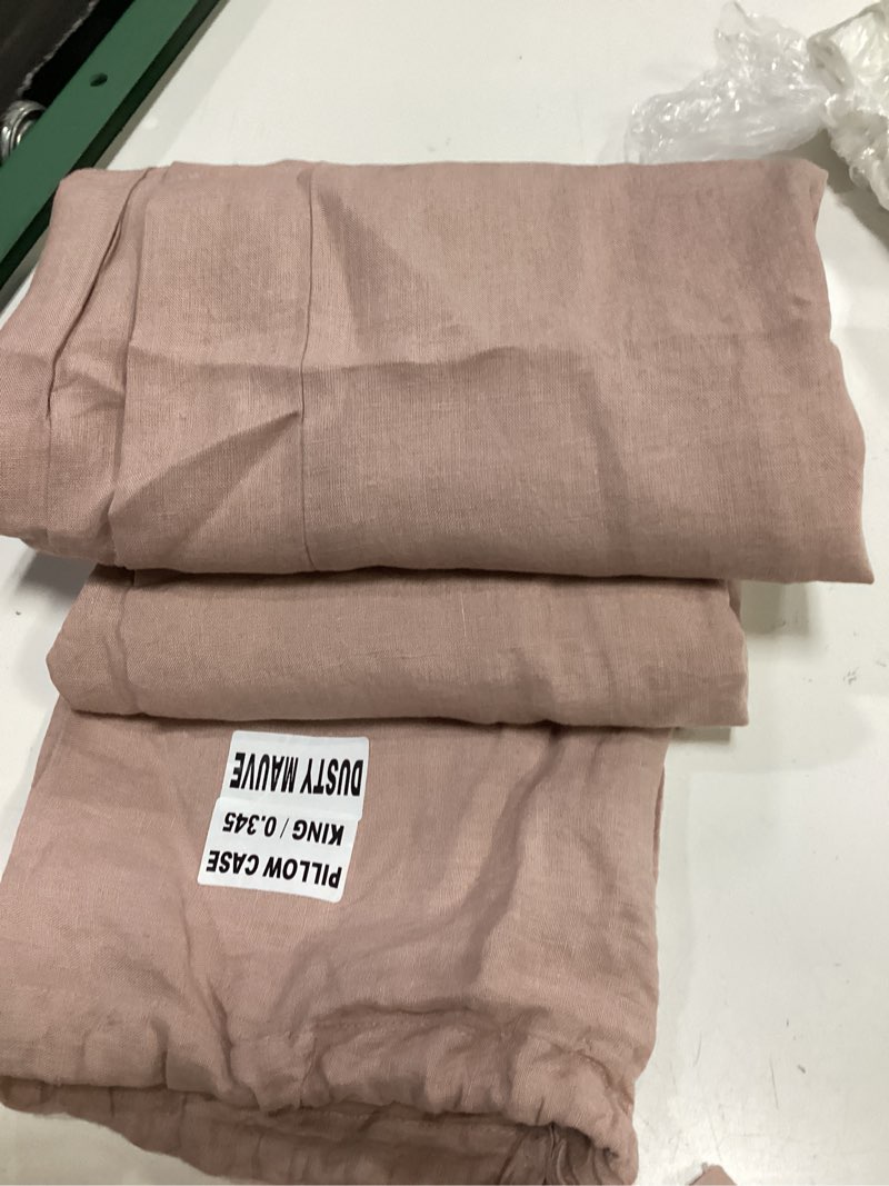 Condition photo showing Good Condition for quince european linen pillowcase set, king, dusty mauve