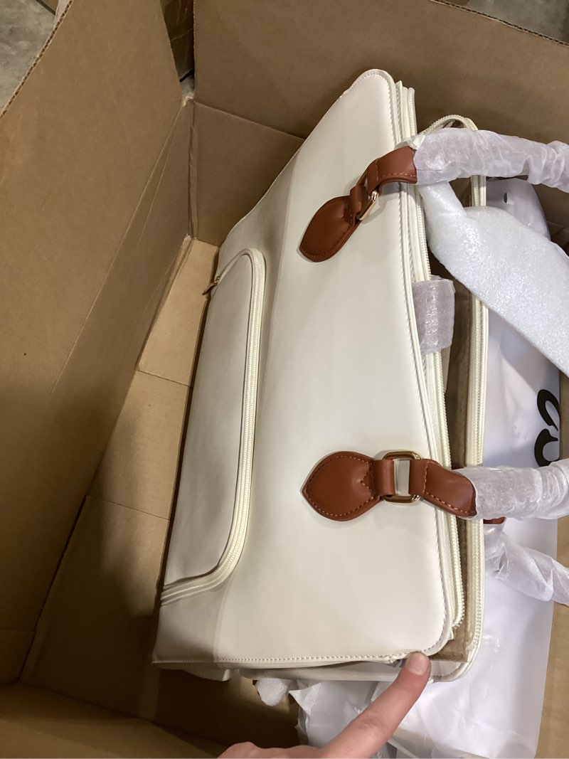 Condition photo showing Good Condition for lovevook lunch tote bag for women, 2-in-1 work tote bag with lunch compartment, insulated lunch bag & 15.6 inch laptop bag for women, ideal for teacher, nurse and camping use, white 15.6 inch white