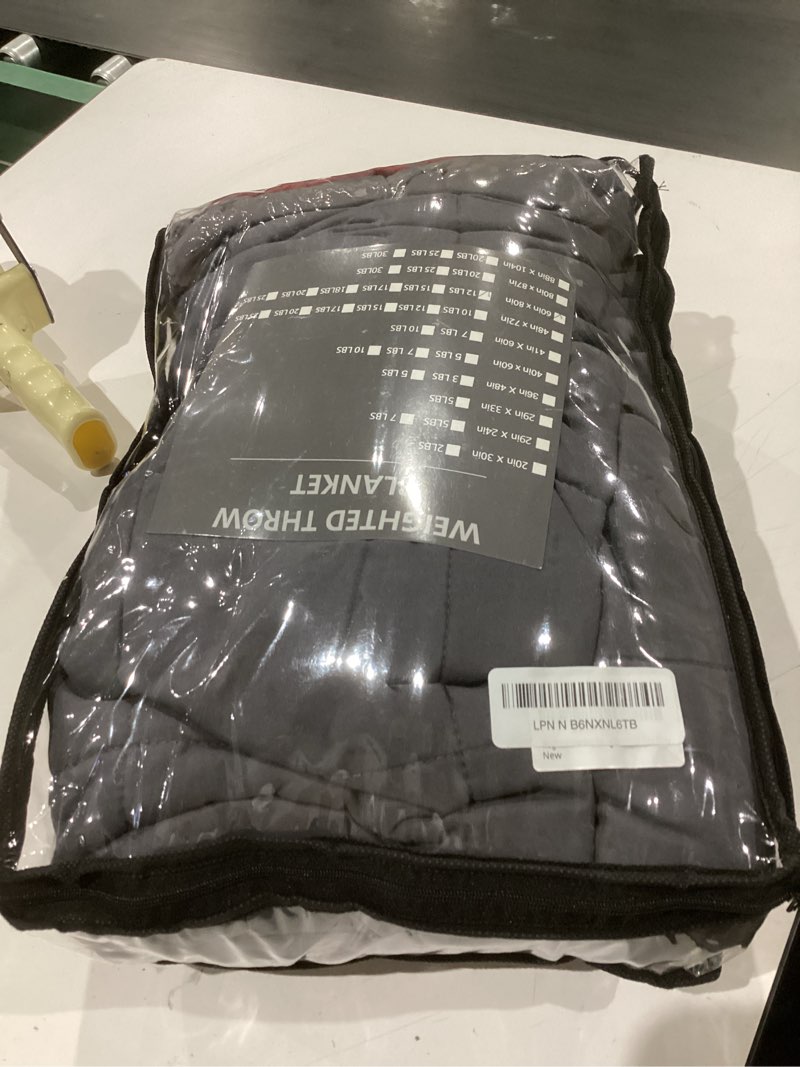 Condition photo showing As Is for Weighted Blanket for Adults 12lbs, 60"x80", Queen Size Cooling Heavy Throw Blanket for 110-130lbs, Microfiber Soft Thick Big Blankets Weighted Comforter Gift for Sleeping, Red Grey 60"x80"-12lbs Red/Grey