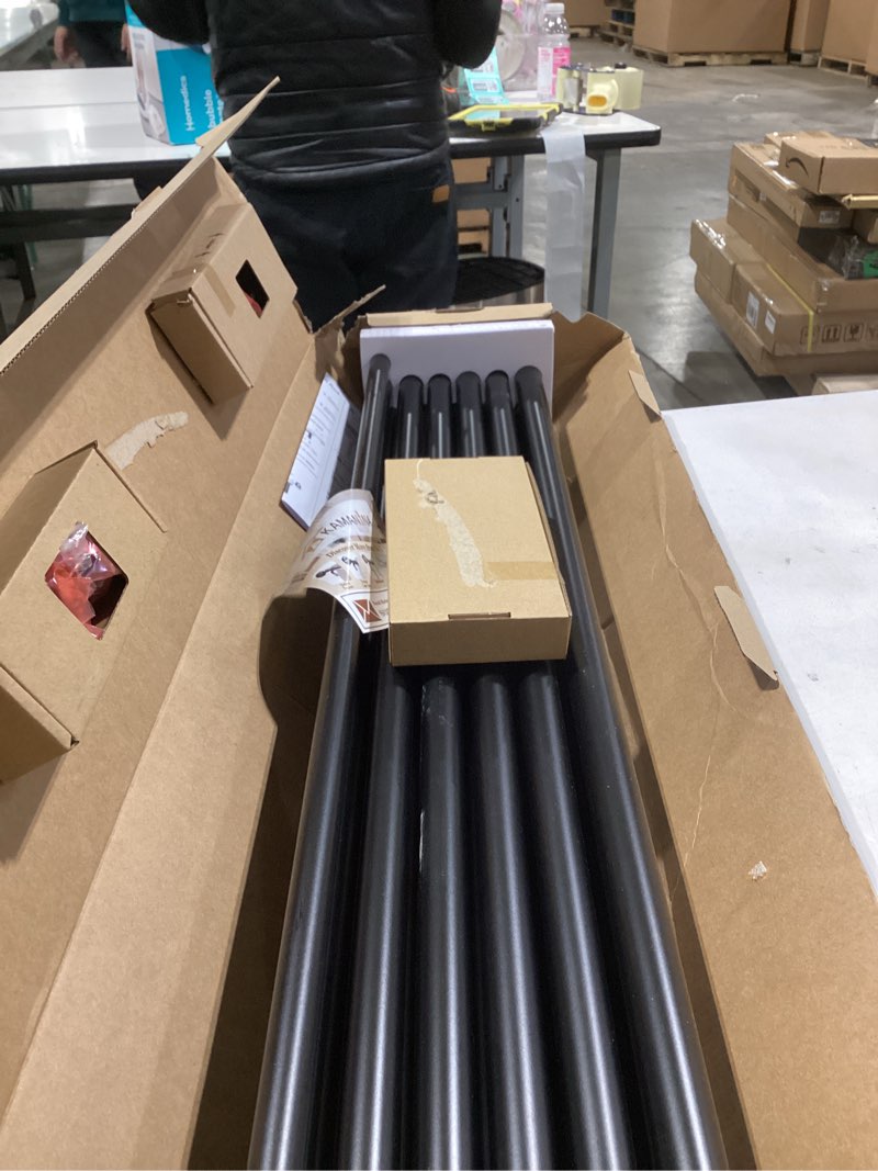 Condition photo showing Good Condition for KAMANINA Double Curtain Rod for Windows 140 to 195 Inches (12-16 Feet), 1 Inch Heavy Duty Black Curtain Pole, Adjustable Double Rods with End Caps Black 140-195"