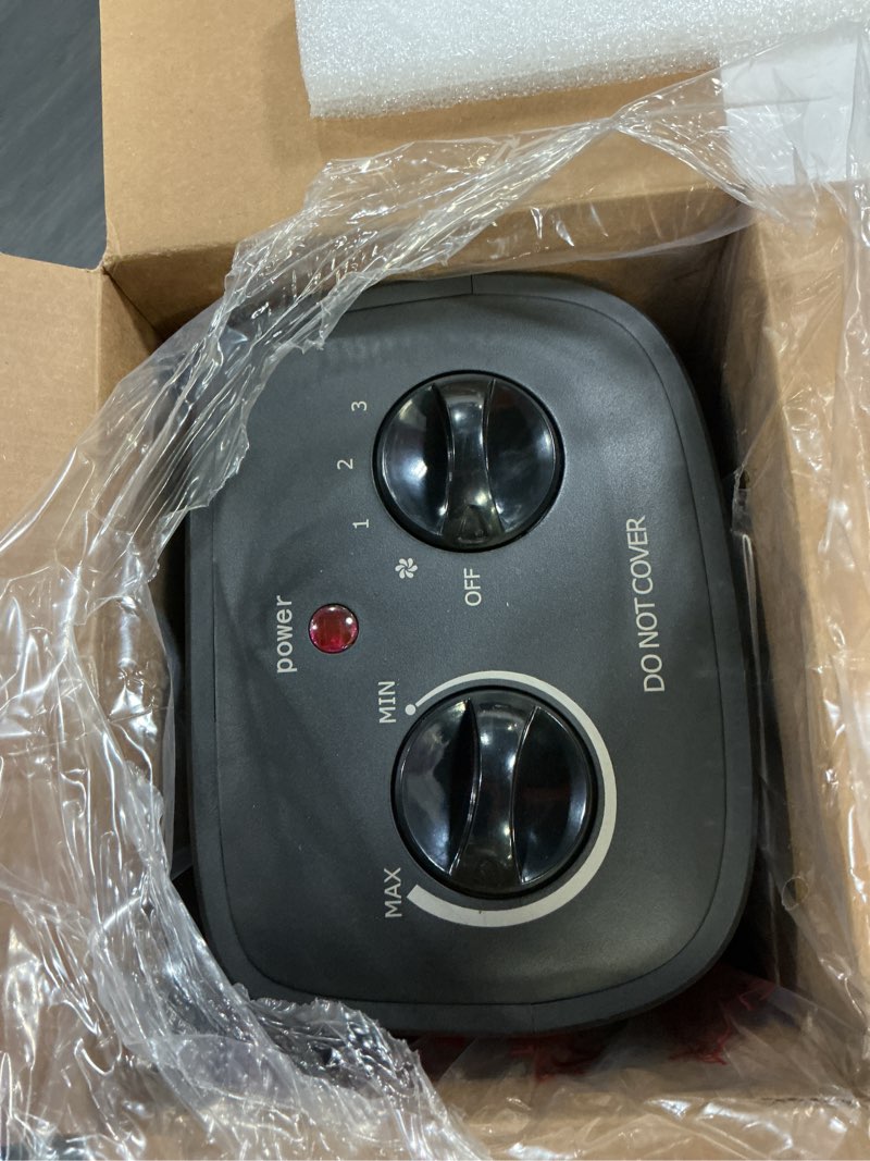 Condition photo showing Good Condition for Space Heater, 1500W Electric Heaters Indoor Portable with Thermostat, PTC Fast Heating Ceramic Room Small Heater with Heating and Fan Modes for Bedroom, Office and Indoor Use 10IN