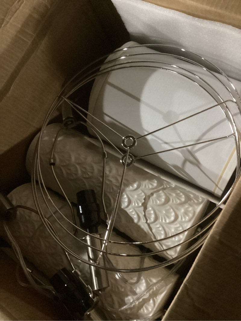 Condition photo showing New/Like New for 20.5" white modern ceramic bedside lamp set of 2 for bedroom decor farmhouse table lamp for living room office dorm a 20.5" white-2 pack