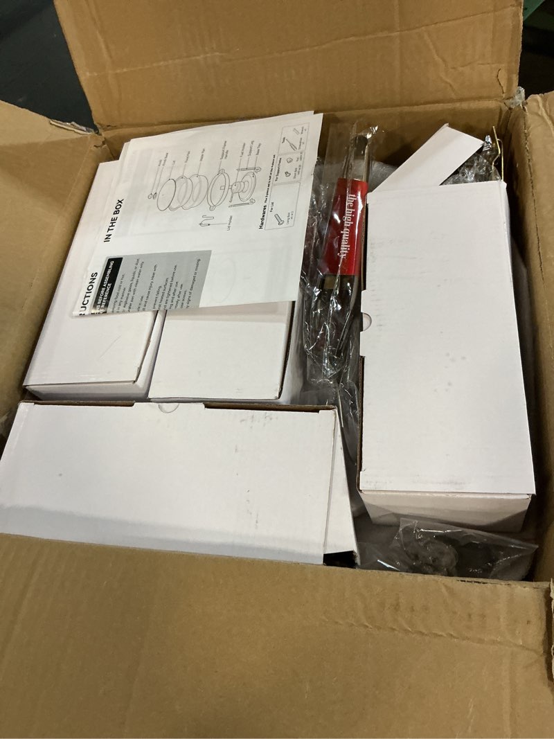 Condition photo showing New/Like New for Chafing Dishes for Buffet 4 Pack,8QT Food Warmers for Parties Buffet, Christmas Gatherings [Elegant Gold and Silver Colors] Stainless Steel Round Chafing Dish Buffet Set,Buffet Servers and Warmers 13.5"L x 13.5"W x 9"H Silver and Gold