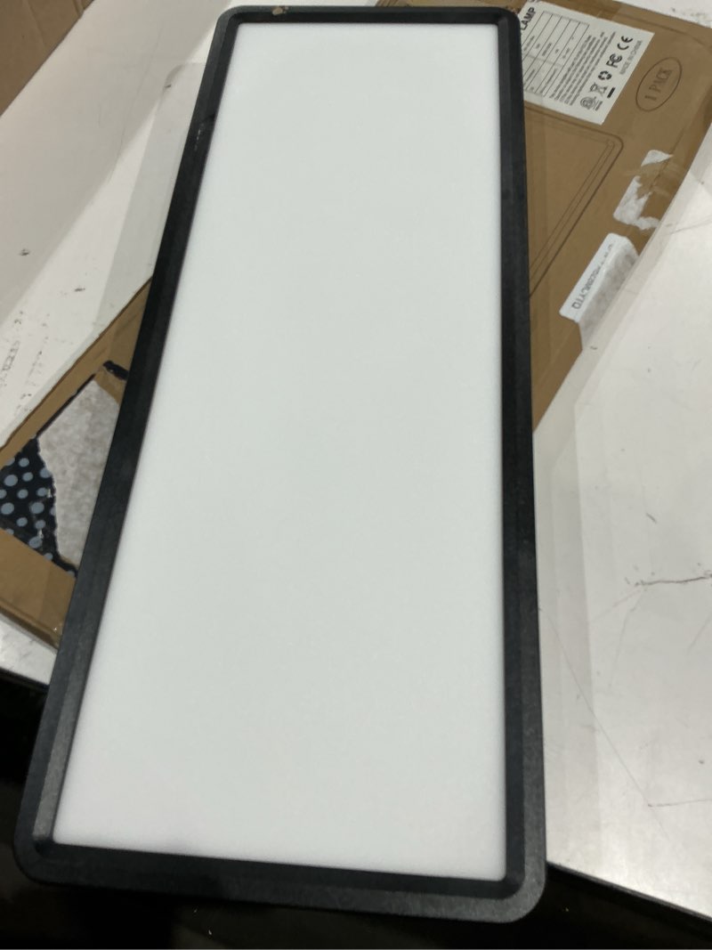 Condition photo showing As Is for 4ft led wraparound 76w shop lights for garage rectangle flush mount ceiling light 5000k bright for workshop home office 48 inch led light fixtures fluorescent tube replacement black 2 pack 1x4ft 2.0