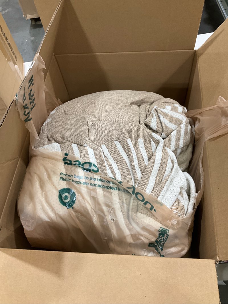 Condition photo showing As Is for Boho Couch Cover Sofa Covers Washable, Chenille Couch Covers for 3 Cushion Couch Sofa Pet Friendly, Bohemian Sofa Slipcovers for Sectional Sofa, Loveseat, 2 3 4 Seater (91" x 150", Khaki) 91" X 150" First-khaki