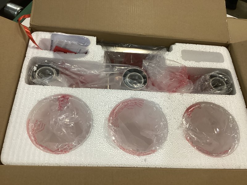 Condition photo showing New/Like New for fonmyim brushed nickel bathroom light fixtures, 3-light modern vanity light over mirror, wall sconces with milky white frosted glass shades, e26 socket (bulbs not included) brushed nickel 3-light