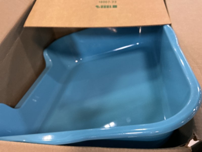 Condition photo showing Good Condition for 1 pack extra large dog litter box pan tray (abs material), low entry jumbo senior litter boxes for multiple kitten big cats, pet safe indoor dog potty (black, 24\" l x 20\" w) large (pack of 1) light blue