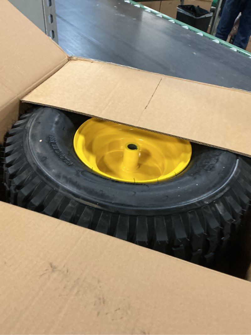 Condition photo showing Good Condition for ar-pro 20x8.00-8 rear tire and wheel assembly, 4-ply tubeless turf tire with 3/4" borehole, 3.5" offset hub, 3/16" keyway – compatible with john deere riding lawn mowers & garden tractors 20 x 8.00-8" tubeless (offset hub)