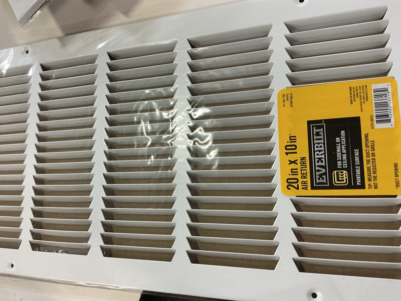 Condition photo showing Good Condition for 20 in. x 10 in. steel return air grille in white