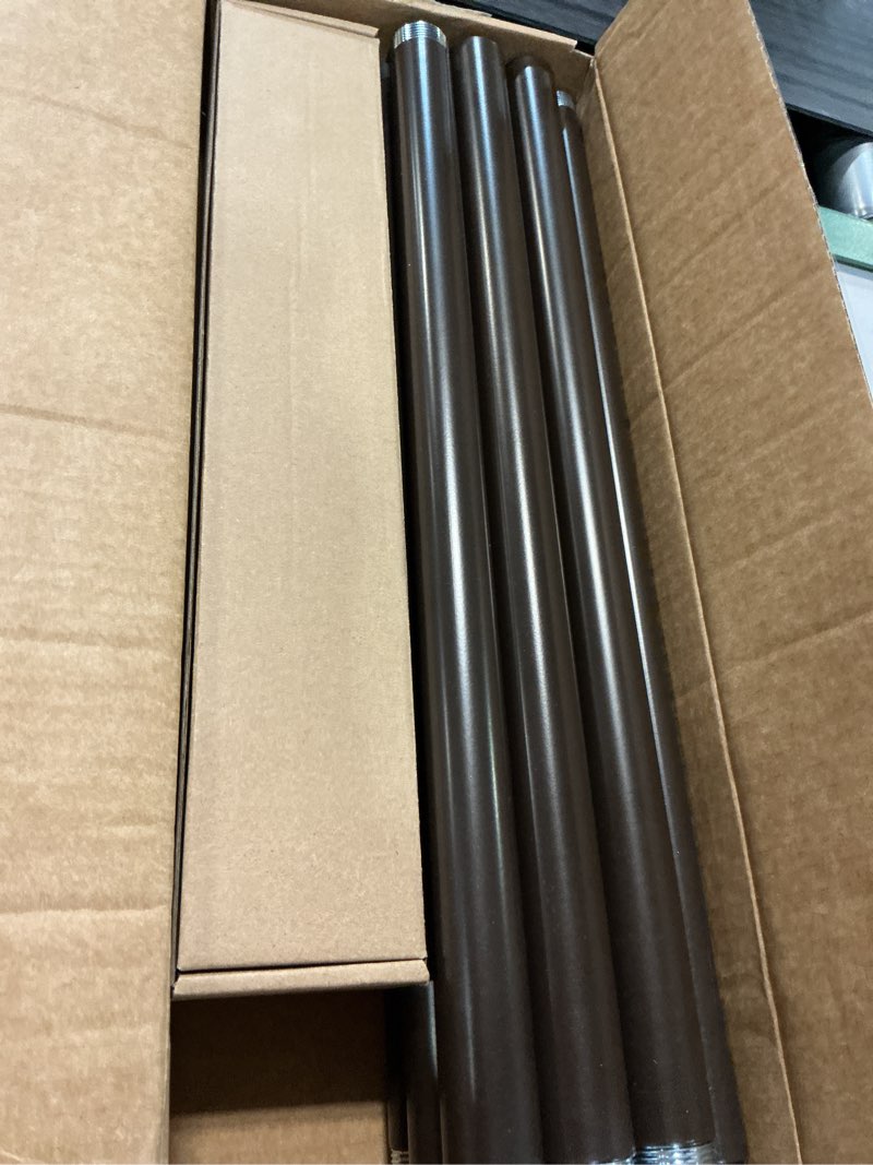 Condition photo showing As Is for brown double curtain rod for windows 66 to 120 inch: double window treatment curtain rod heavy duty adjustable from 66 to 120 inch - silver foil resin finials and double curtain rod brown 66-120"