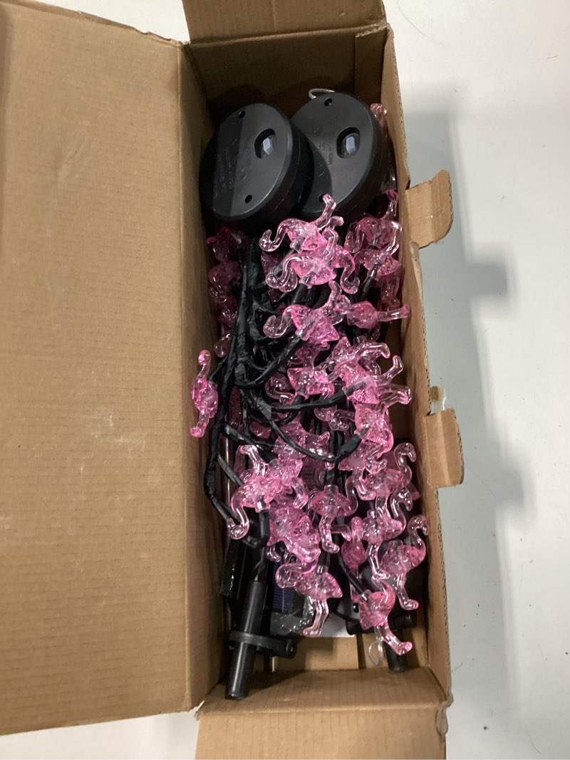 Condition photo showing Good Condition for baquler 4 pcs flamingo yard decorations solar flamingo stake lights outdoor led yard decorations for pathway lawn patio walkway, 29.5" height
