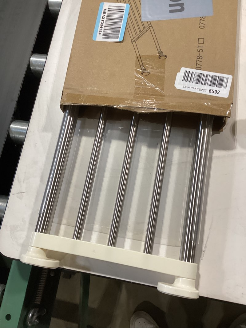 Condition photo showing Good Condition for hershii expandable shelf rod closet system 5-bar telescopic heavy duty clothes hanger adjustable diy storage organizer shoe rack 19.68 - 31.49 inches ivory