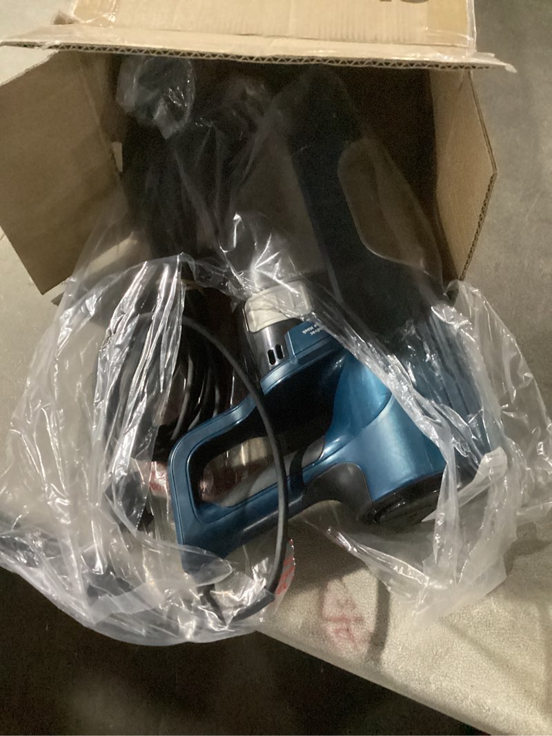 Condition photo showing As Is for shark hz3002 stratos ultralight corded stick vacuum with duoclean powerfins hairpro, self-cleaning brushroll, & odor neutralizer technology, navy stratos w/ duoclean & odor tech