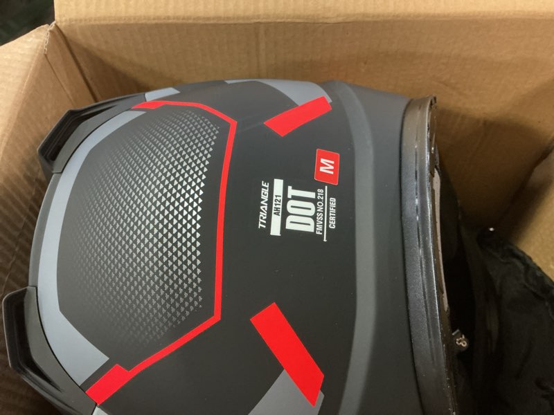 Condition photo showing Good Condition for TRIANGLE Modular Motorcycle Helmets for Men Flip Up Full Face Helmet Dual Visor with Internal Sunshield DOT Approved Medium Black Red (size M ) 