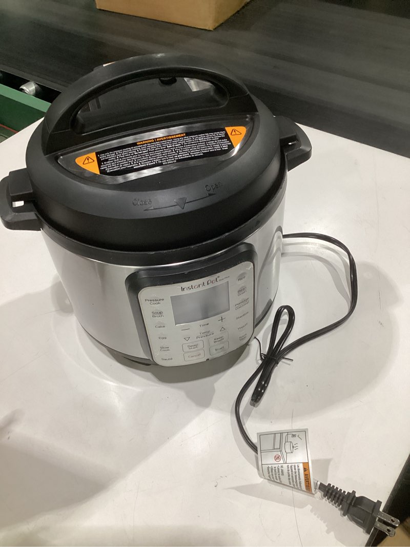 Condition photo showing Good Condition for (not tested)instant pot duo plus 9-in-1 electric pressure cooker, slow cooker, rice cooker, steamer, sauté, yogurt maker, warmer & sterilizer, includes app with over 800 recipes, stainless steel, 3 quart 3 quarts