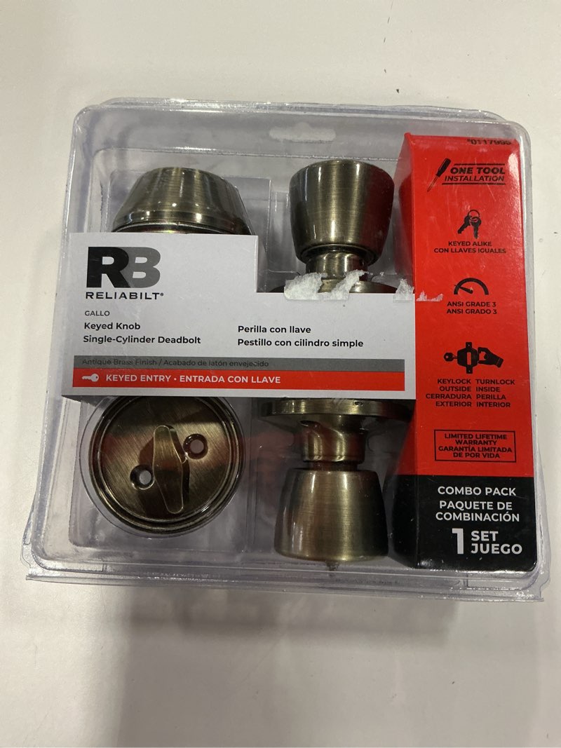 Condition photo showing As Is for reliabilt keyed knob / deadbolt combo