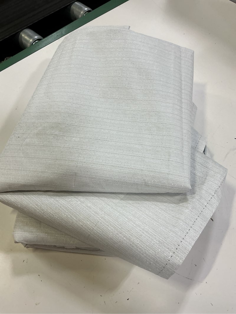 Condition photo showing Good Condition for 2pc 37"x63" sun zero halleck vertical strie 100% blackout grommet curtain panel pair pearl: modern thermal insulated