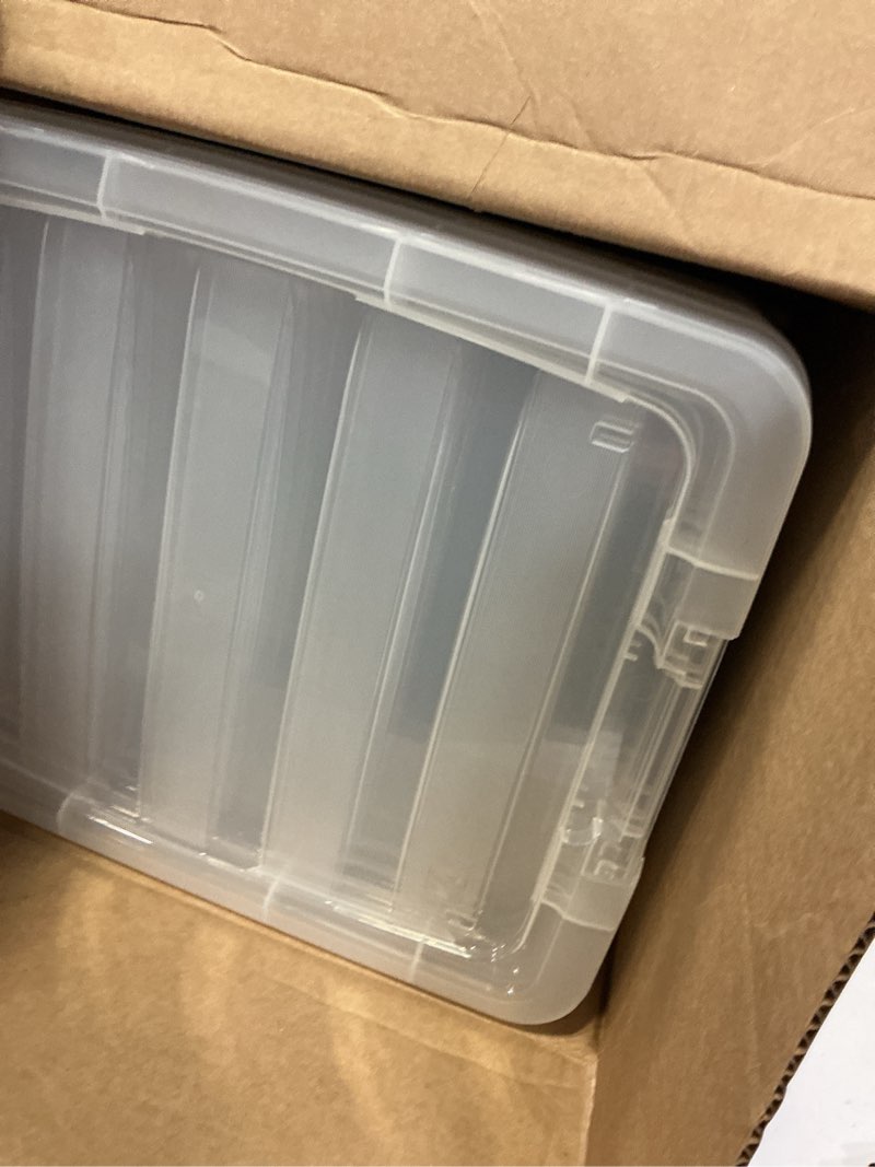 Condition photo showing Good Condition for iris usa 32 qt plastic storage box with lid and latches - 6 pack - bpa-free, see-through organizing solution, durable nestable stackable containers, secure pull handle - clear clear 32 qt 6 pack