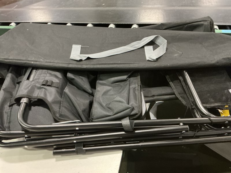 Condition photo showing Good Condition for Tall Folding Directors Chair with Side Table 30.71" Seat Height Foldable Camping Chair Bar Stool for Makeup Artist Face Painting with Footrest and Storage Pocket Supports 350LBS Black 30.71" Seat Height