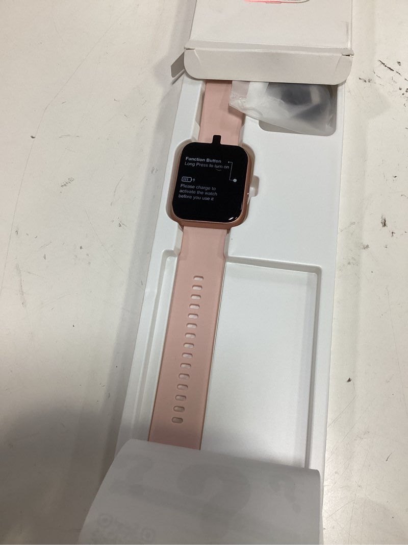 Condition photo showing Good Condition for tensky smart watch for women android & iphone, alexa built-in, 1.8" touch screen fitness tracker with answer/make calls, 3atm waterproof heart rate/sleep/spo2 monitor, pedometer, 100+ sport modes rose pink 1.8